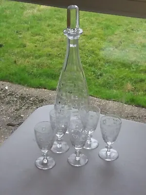 Buy WEBB CORBETT CRYSTAL Art Deco DECANTER & 5 GLASSES .. John Webb • 115£