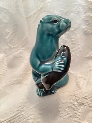Buy Vintage Poole Pottery OTTER With Fish Blue Excellent Condition • 10£