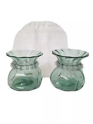 Buy Vaseline Glass Hand Blown Bud Vases Ground & Polished Pontils Vintage Pair • 23£