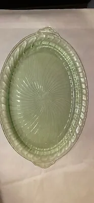 Buy Vintage Green Depression Glass  Oval Serving Plate Platter • 7.57£