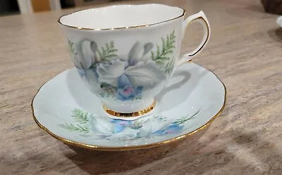 Buy Vintage Rare Colclough Tea Cup And Saucer Bone China England Blue Floral Design • 21.10£