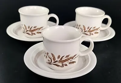 Buy Set Of Three Vintage Coloroll Kilncraft Wheet Pattern Tea Coffee Cups & Saucers • 7.72£