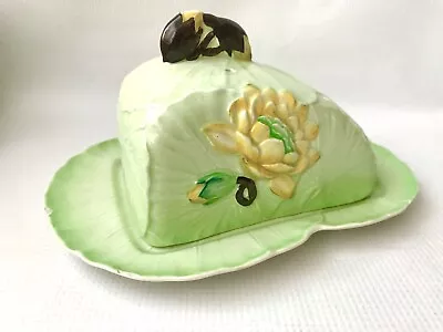 Buy Carlton Ware Water Lily Cheese Butter Green Dish & Stand. Shape 1820 C1939-40 • 9.99£