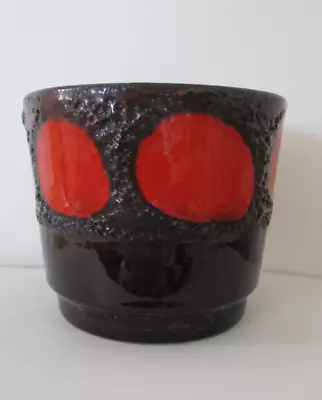 Buy Vintage 1970s  West German Orange And Brown Lava Pottery Pot Planter • 14.50£