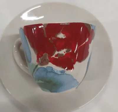 Buy Last Few Janice Tchalenko POOLE Pottery Designed  POPPY   Cup And Saucer  • 14.99£
