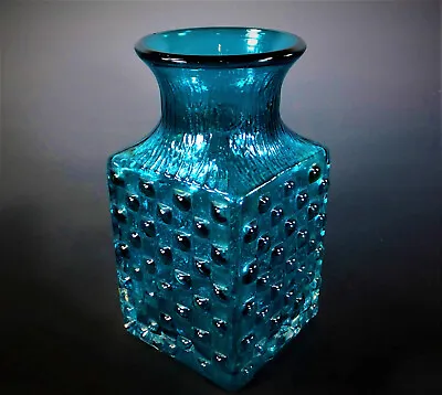 Buy FINE GEOFFERY BAXTER For WHITEFRIARS KINGFISHER BLUE GLASS CHESS BOARD VASE • 325£