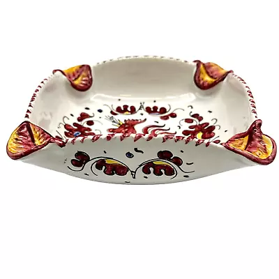 Buy P. V. Italy Pottery Hand Painted Square Bowl Red Singing Rooster Signed 6.5  • 24.06£