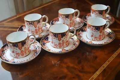 Buy SIX Royal Crown Derby Demitasse Coffee Cups & Saucers 2712 Pattern Imari 1903 • 49£