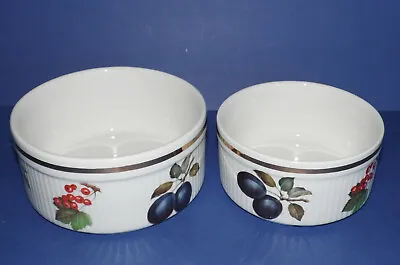 Buy ALFRED MEAKIN * 2 Pottery Oven / Souffle Dishes * Evesham Fruits Design *  • 11.24£