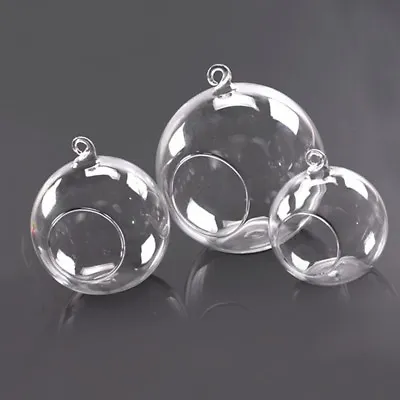 Buy Empty Clear Open Glass Ball Hanging Ornament Wedding Xmas Decor Candle Baubles • 8.95£