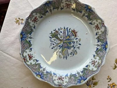 Buy Antique French Delft Polychrome Faience Decorative Plate Colorful Flowers 17th C • 236.06£