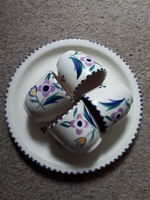 Buy Vintage Poole Pottery Set 4 Egg Cups On Plate Set  RF Pattern • 19.99£