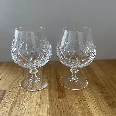 Buy Stunning Retro Vintage Cut Glass Pair Crystal Stars Brandy Glasses • 12£