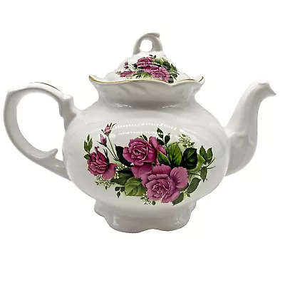 Buy VTG Arthur Wood & Sons Staffordshire England Porcelain Purple Floral Teapot 6532 • 48.02£