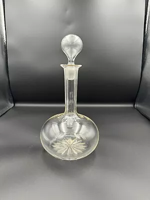 Buy Antique Cut Glass Decanter  - Star Cut Base - Blown Glass Stopper - Circa 1880 • 15£