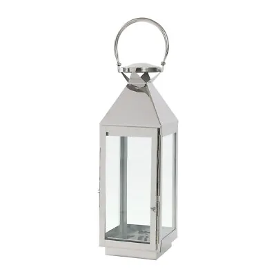 Buy Stainless Steel Tall Glass Taper Candle Lantern Holder Large Metal Hurricane UK • 20.99£