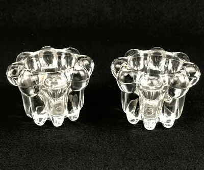 Buy Vintage Set Of 2 KIG Indonesia Crystal Beaded Clear Glass Candle Holders 2  Tall • 4.69£