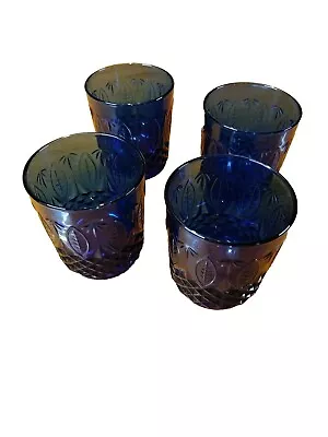 Buy ROYAL SAPPHIRE Cobalt Blue Glass Cup France Set Of 4 Cups Avon 4  Tall • 23.68£