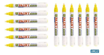Buy 12 PAINT MARKER PENS YELLOW Crown Brand WORKS METAL RUBBER PLASTIC CHINA By SMCO • 14.97£