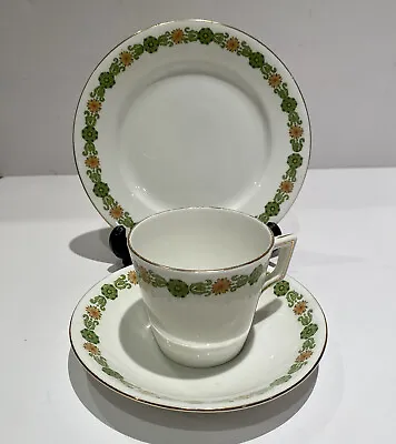 Buy Shelley Trio Cup Saucer Plate Set Late Foley Green Orange Pattern 8539 England • 14.99£