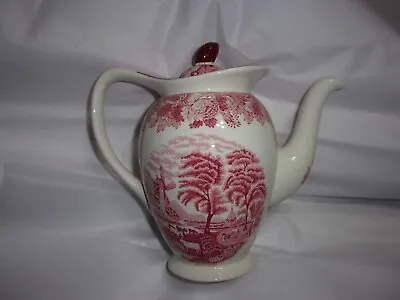 Buy Enoch Woods Woods Ware Coffee Teapot Tall Red Transfer Ware English Scenery 8  • 33.19£