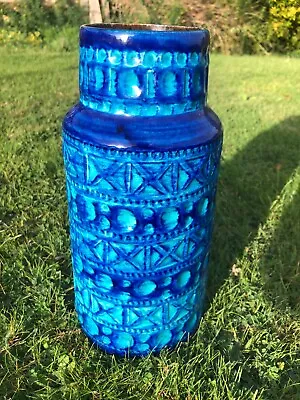 Buy Vintage BODO MANS West German Bay Keramik Blue Vase. Mid Century BITOSSI STYLE • 94£