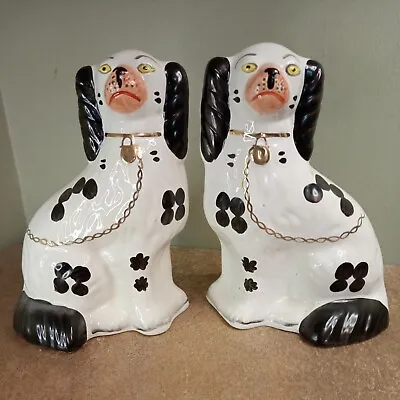 Buy Vintage, Pair Of Staffordshire Flatback Spaniel Or Wally Dogs, Mantle Dogs, 22cm • 59.95£