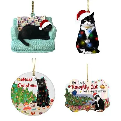 Buy Black Cat Christmas Hanging Pendant Acrylic Christmas Tree Ornament Decorations • 2.87£