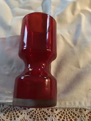 Buy Retro Scandinavian Alsterfors Ruby Red Waisted Small Vase • 9.50£