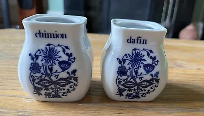 Buy 2 Blue White Ceramic Herb Pots Romanian Dafin(Bay) Chimion(Cumin) 3” Tall No Lid • 4£