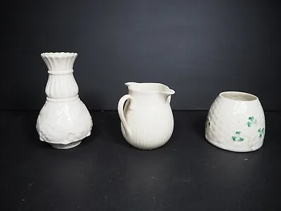 Buy 3 X Belleek Vase, Pot & Jug  -  Green Mark • 24.99£