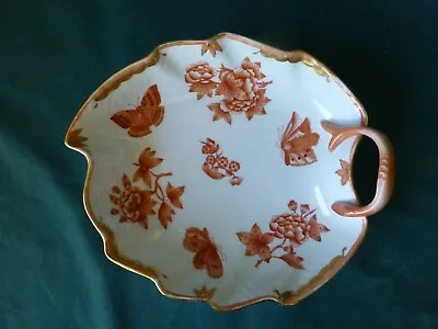 Buy Vintage Herend Porcelain Rust Fortuna Pattern Handled Leaf Dish • 61.57£