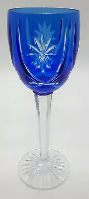 Buy Cobalt Blue Bohemian Crystal Glass Stem Wine Glass With Profile Engraved • 7.99£