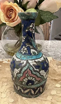 Buy Persian Vase Iznik Qatar Pottery Hand Painted Old Jar Vase 5.5” • 71.15£