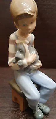 Buy Vintage NAO Lladro  A Friend In Need Boy Looking After Puppy Glazed Porcelain • 23.99£