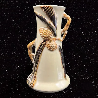 Buy Art Pottery Vase With Acorn Decorative Ceramic Vase Brown Glaze 9”T 3.5”W • 37.48£