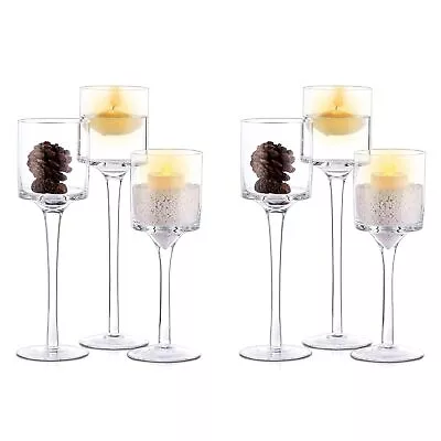Buy Nuptio Glass Candle Holder Tea Light Candle Holders Set Of 6 Tall Tealight Ca... • 79.33£