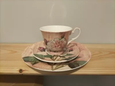 Buy Antique Rose Tea Cup Fine Bone China Trio Set • 15£
