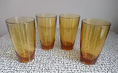 Buy 60s 70s Vintage Retro Kitsch Set Amber Drinking Glasses Tumblers Mid Century MCM • 25£