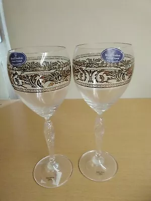 Buy Royal Doulton Crystal Gold Gilded Wine Glasses X 2 ❤️CHARITY • 36£