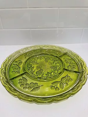 Buy Vintage Green Depression Glass Round Serving Plate Dish  • 62.06£