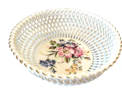 Buy Romanian Vintage Portelanul Woven Porcelain Bowl Floral Fine China Insert 60 Cm • 21£