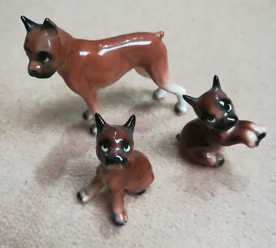 Buy Group Of Three Vintage Boxer Dog China Ornaments With Issues • 5.25£