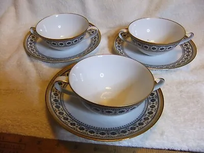 Buy Noritake Scheherazade 3 X Two Handled Soup Bowls And Plates. Fine Bone China • 10£