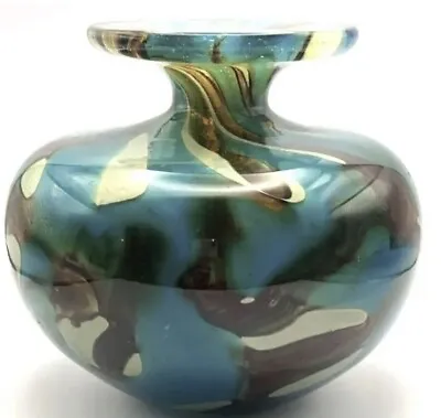 Buy Beautiful Marble Pattern Glass Vase Possibly Mdina • 28£