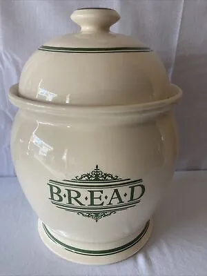 Buy 1869 VICTORIAN POTTERY Large Glazed Ceramic Bread Bin Cream & Green With Lid • 89.99£