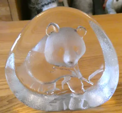 Buy Mats Jonasson Art Glass Paperweight Of An Adult Panda Perfect Signed Sticker • 17.99£