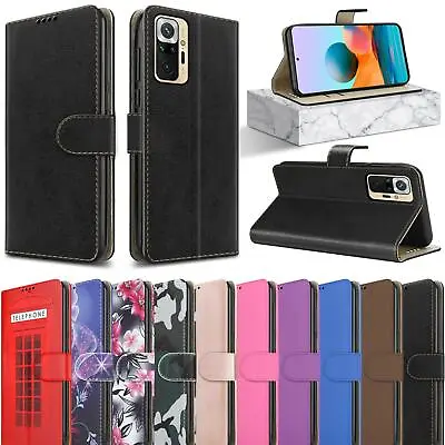 Buy For Xiaomi Redmi Note 10S Note 10 4G Case, Leather Wallet Flip Stand Phone Cover • 5.45£