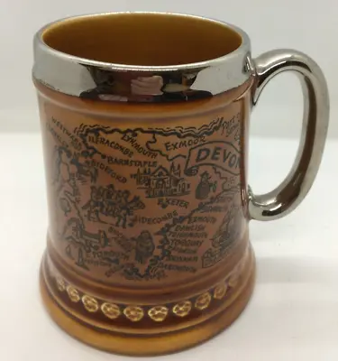 Buy Vintage Lord Nelson Pottery Tankard 1960's Devon Map Plymouth Barnstaple Exeter • 24.95£