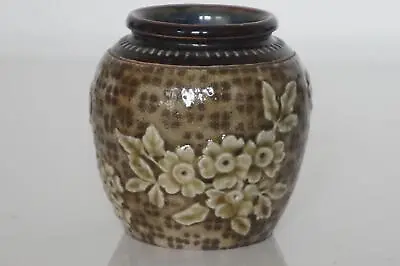 Buy Fine Doulton Lambeth Miniature Vase - Floral Decoration In Relief - C.1885 • 95£